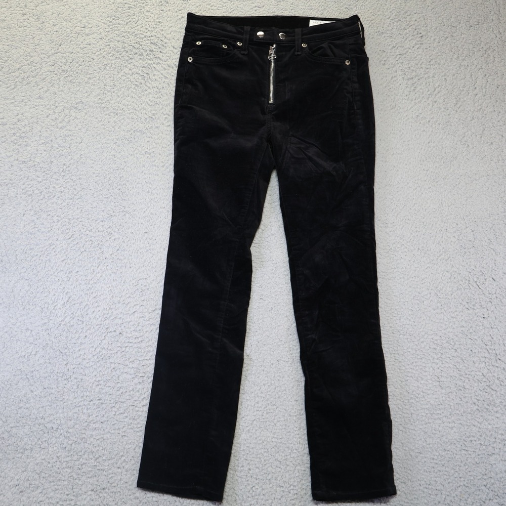 Rag & Bone Jean Womens 26 Black Velvet Exposed Zip Slim Pants W1577O232BLK
